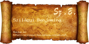 Szilágyi Benjamina névjegykártya